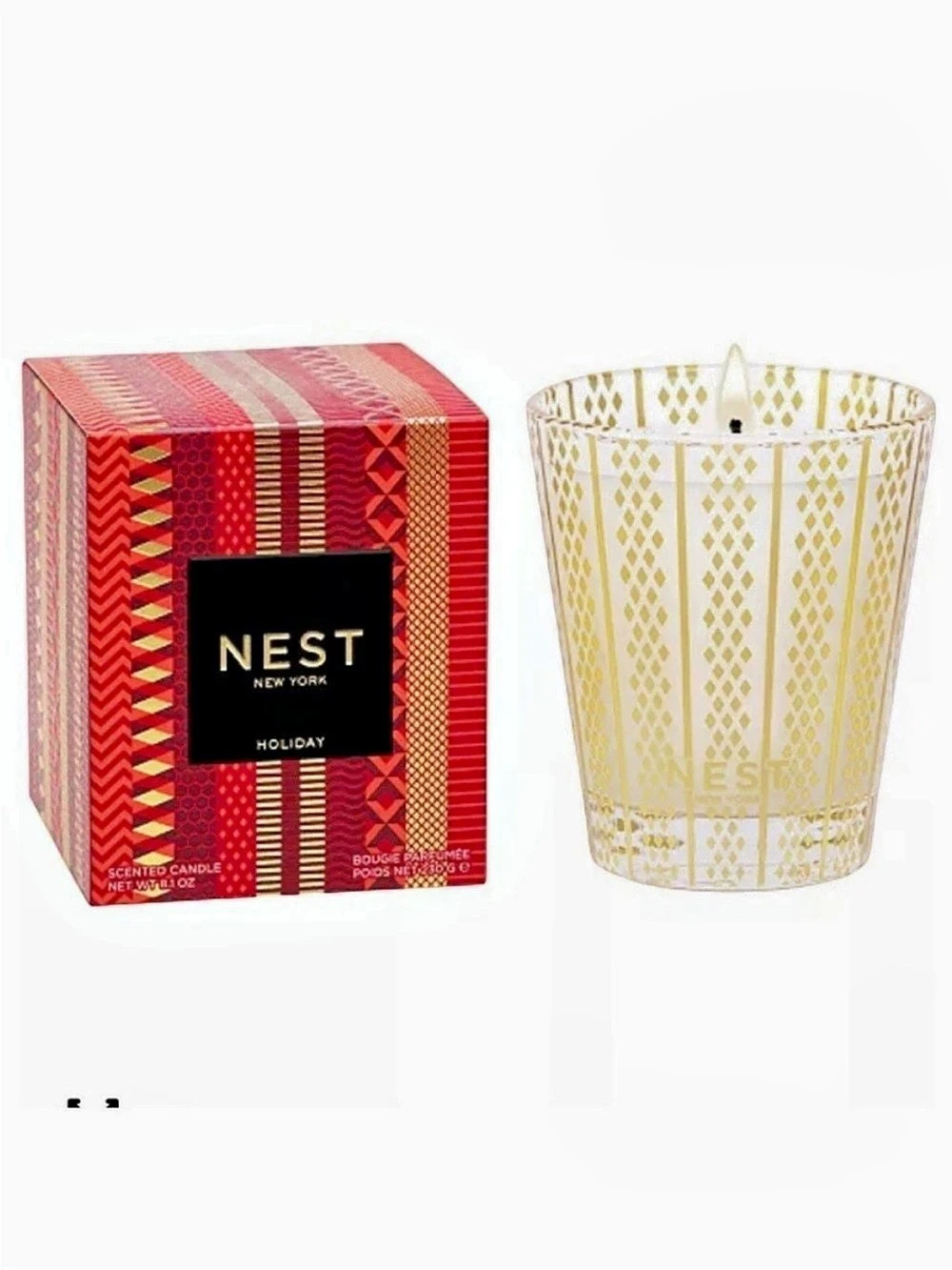 NEST New York Holiday Candle Red & Gold NWT